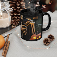 DistinctInk Black Coffee Mug - Skellington's Spooky Soiree for Halloween