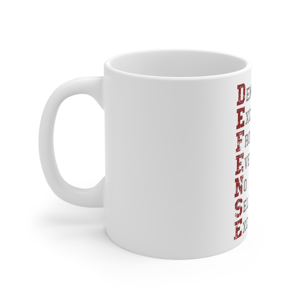 Glossy White Coffee / Tea Mug - DEFENSE Demanding Excellence, view 2