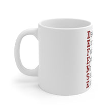 DistinctInk Glossy White Coffee / Tea Mug - DEFENSE Demanding Excellence