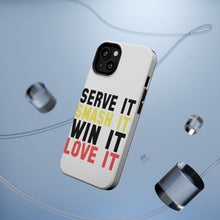 DistinctInk ToughCase for Apple iPhone, Compatible with MagSafe Charging - Serve It Smash It Win It Love It Tennis