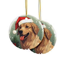 DistinctInk Hanging Ceramic Christmas Tree Ornament with Gold String - Great Gift/Present - 2 3/4 inch Diameter - Chinook Design