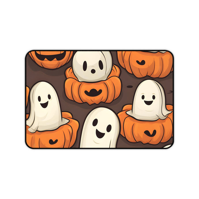 DistinctInk Desk Mat with Haunted Skeleton Pumpkin Patch Design for Halloween