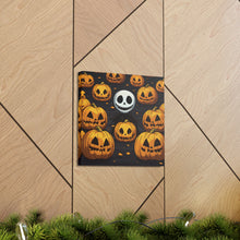 DistinctInk Canvas Wall Art with Ghastly Skeleton Pumpkins for Halloween