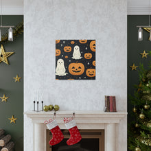 DistinctInk Canvas Wall Art with Spooky Skeleton Pumpkin Patch for Halloween