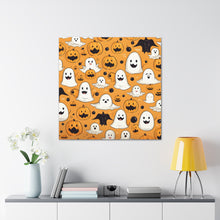 DistinctInk Canvas Wall Art with Ghoulish Bats and Pumpkins for Halloween