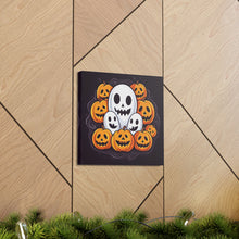 DistinctInk Canvas Wall Art with Skele-Pumpkin Ghost Pattern for Halloween