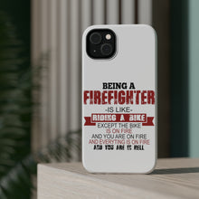 DistinctInk ToughCase for Apple iPhone, Compatible with MagSafe Charging - Being a Firefighter is Like Riding A Bike On Fire