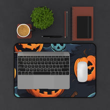 DistinctInk Desk Mat with Nightly Fright of Bats and Ghouls Design for Halloween