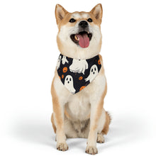 DistinctInk Adjustable Pet Banana Collar with Ghost Skeleton Pumpkin Cartoon Design for Halloween
