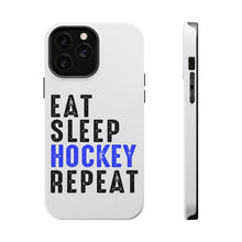 DistinctInk ToughCase for Apple iPhone, Compatible with MagSafe Charging - Eat Sleep Hockey Repeat