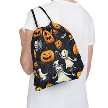 DistinctInk Drawstring Bag Backpack with The Halloween Spell Design for Halloween