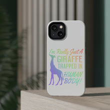 DistinctInk ToughCase for Apple iPhone, Compatible with MagSafe Charging - Just a Giraffe Trapped in a Human Body