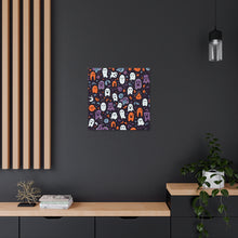 DistinctInk Canvas Wall Art with Skeletal Ghostly Pumpkins for Halloween