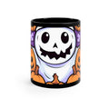 Black Coffee Mug - Ghost Skeleton Pumpkins for Halloween