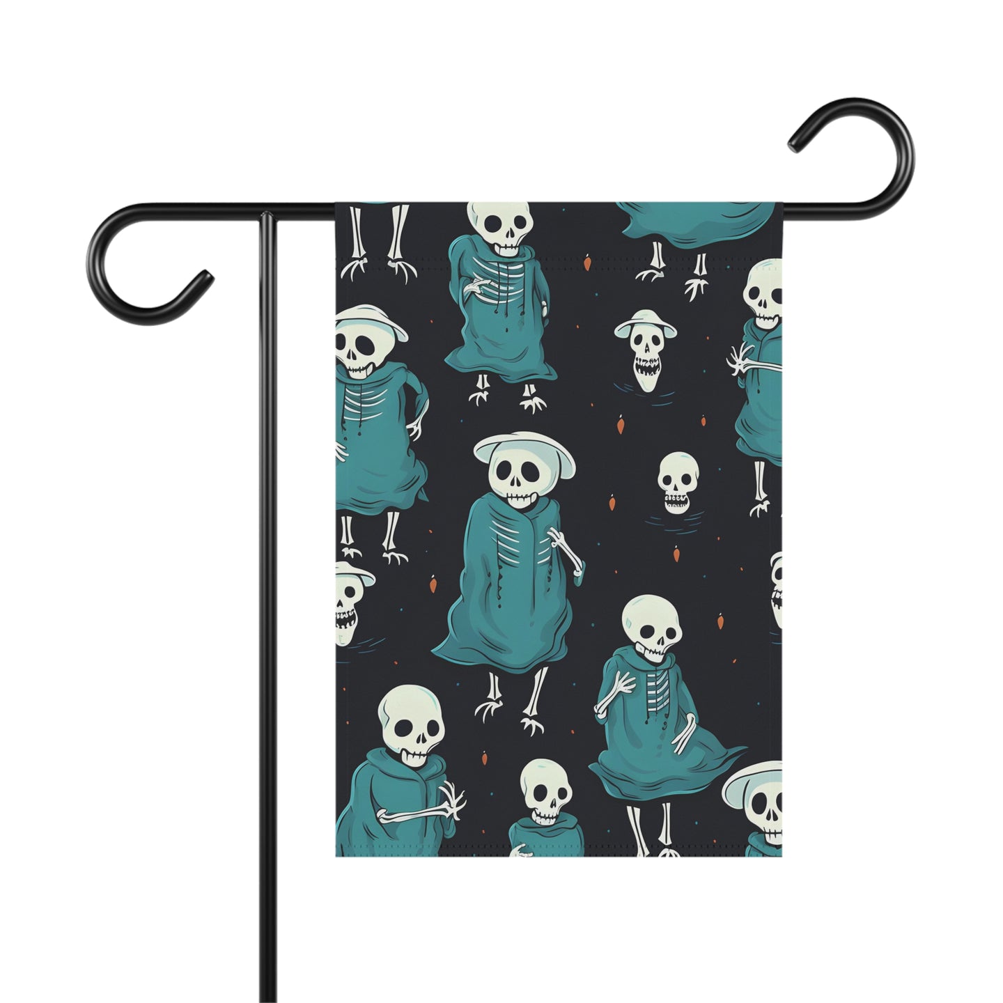 DistinctInk Garden & House Banner / Flag with Haunted Skeleton Crew Design for Halloween