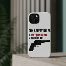 DistinctInk ToughCase for Apple iPhone, Compatible with MagSafe Charging - Gun Safety Rules, Don't Piss Me Off