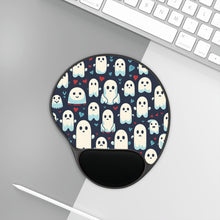 DistinctInk Mouse Pad with Wrist Rest  with Skelephants and Ghostly Ghouls Design for Halloween