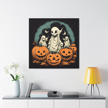DistinctInk Canvas Wall Art with Spooky Skeleton Pumpkins for Halloween