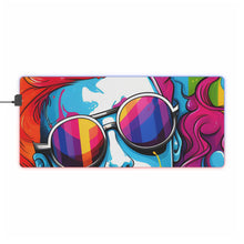 DistinctInk LED Gaming Mouse Pad with Leading with Courage and Grace Design for LGBTQ+ Pride