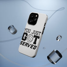 DistinctInk ToughCase for Apple iPhone, Compatible with MagSafe Charging - You Just Got Served Volleyball