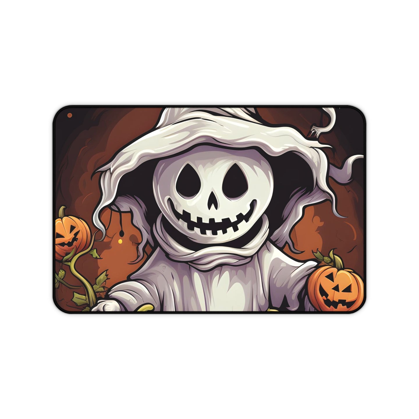 DistinctInk Desk Mat with Trick or Treat Ghost-O-Lantern Design for Halloween