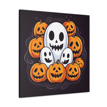 DistinctInk Canvas Wall Art with Skele-Pumpkin Ghost Pattern for Halloween