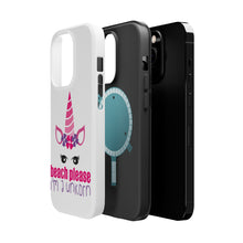 DistinctInk ToughCase for Apple iPhone, Compatible with MagSafe Charging - Beach Please I'm a Unicorn