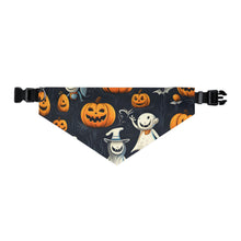 DistinctInk Adjustable Pet Banana Collar with The Halloween Spell Design for Halloween