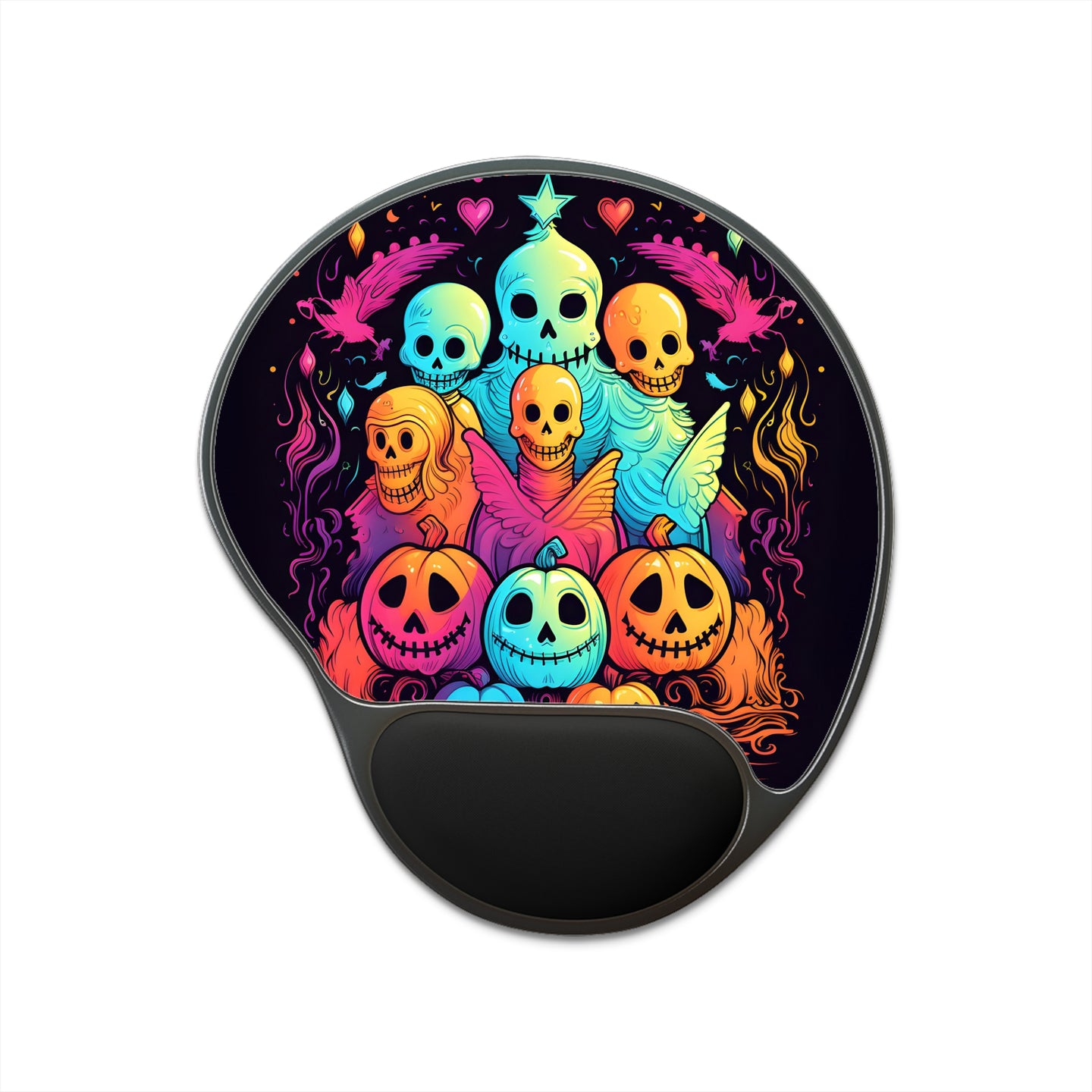 DistinctInk Mouse Pad with Wrist Rest  with The Joy of Connecting Design for Halloween  LGBTQ+ Pride