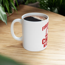 DistinctInk Glossy White Coffee / Tea Mug - Firefighter Chicks Kick ASH