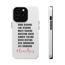 DistinctInk ToughCase for Apple iPhone, Compatible with MagSafe Charging - Teacher Book Reading Line Multi Tasking