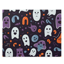DistinctInk Jigsaw Puzzle with Skeletal Ghostly Pumpkins Design for Halloween