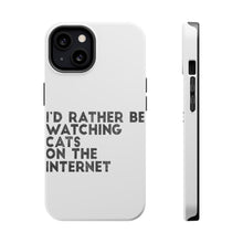 DistinctInk ToughCase for Apple iPhone, Compatible with MagSafe Charging - Rather Be Watch Cats On The Internet
