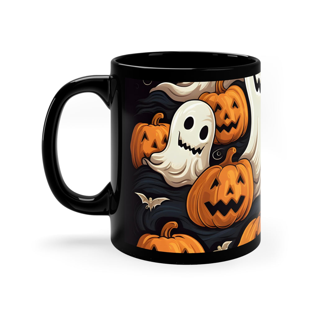 Black Coffee Mug - Haunted Skeleton Jack-O-Lantern for Halloween, view 2