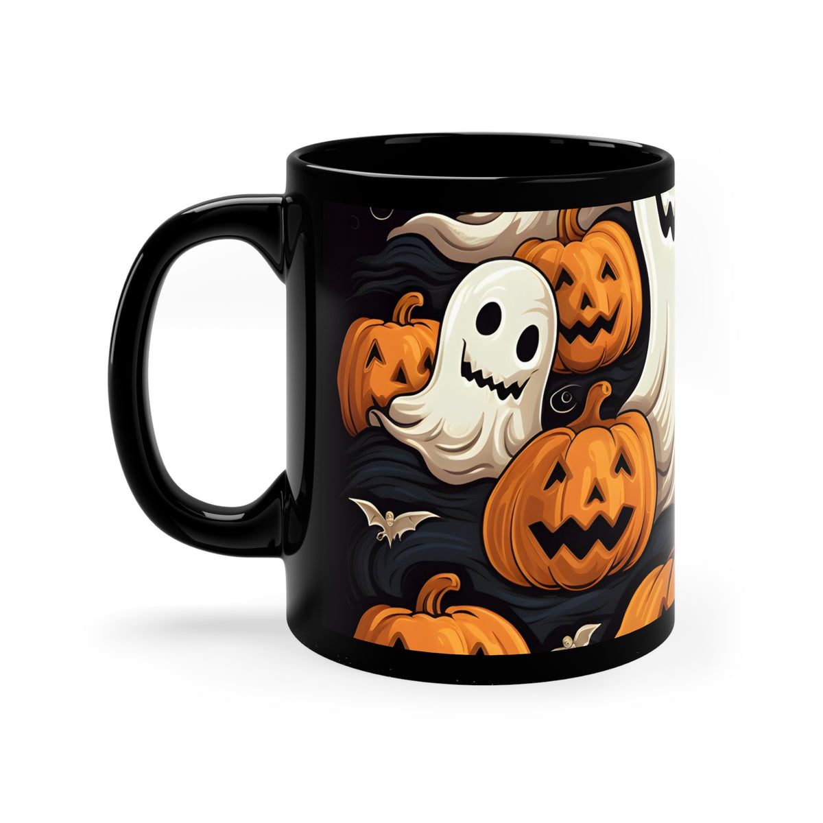 Black Coffee Mug - Haunted Skeleton Jack-O-Lantern for Halloween, view 2