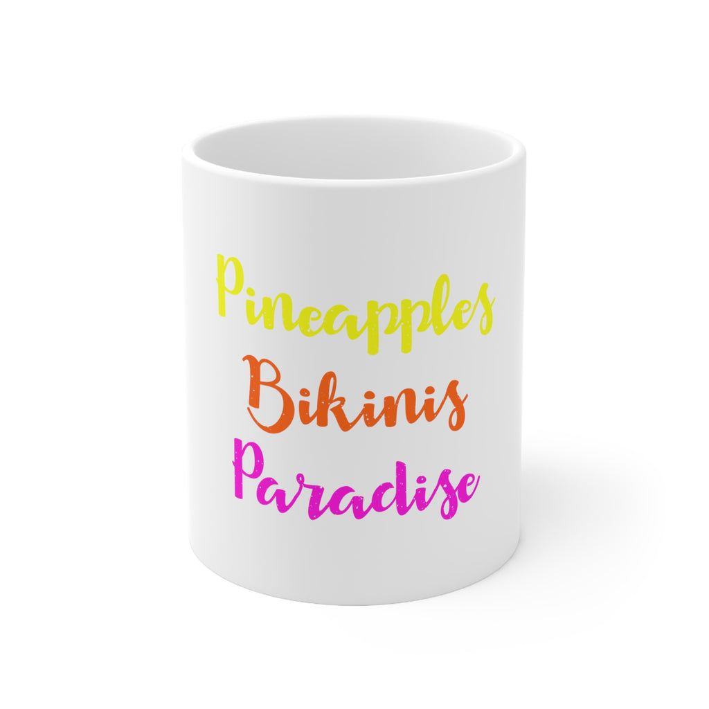 Glossy White Coffee / Tea Mug - Pineapples Bikinis Paradise