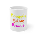 Glossy White Coffee / Tea Mug - Pineapples Bikinis Paradise