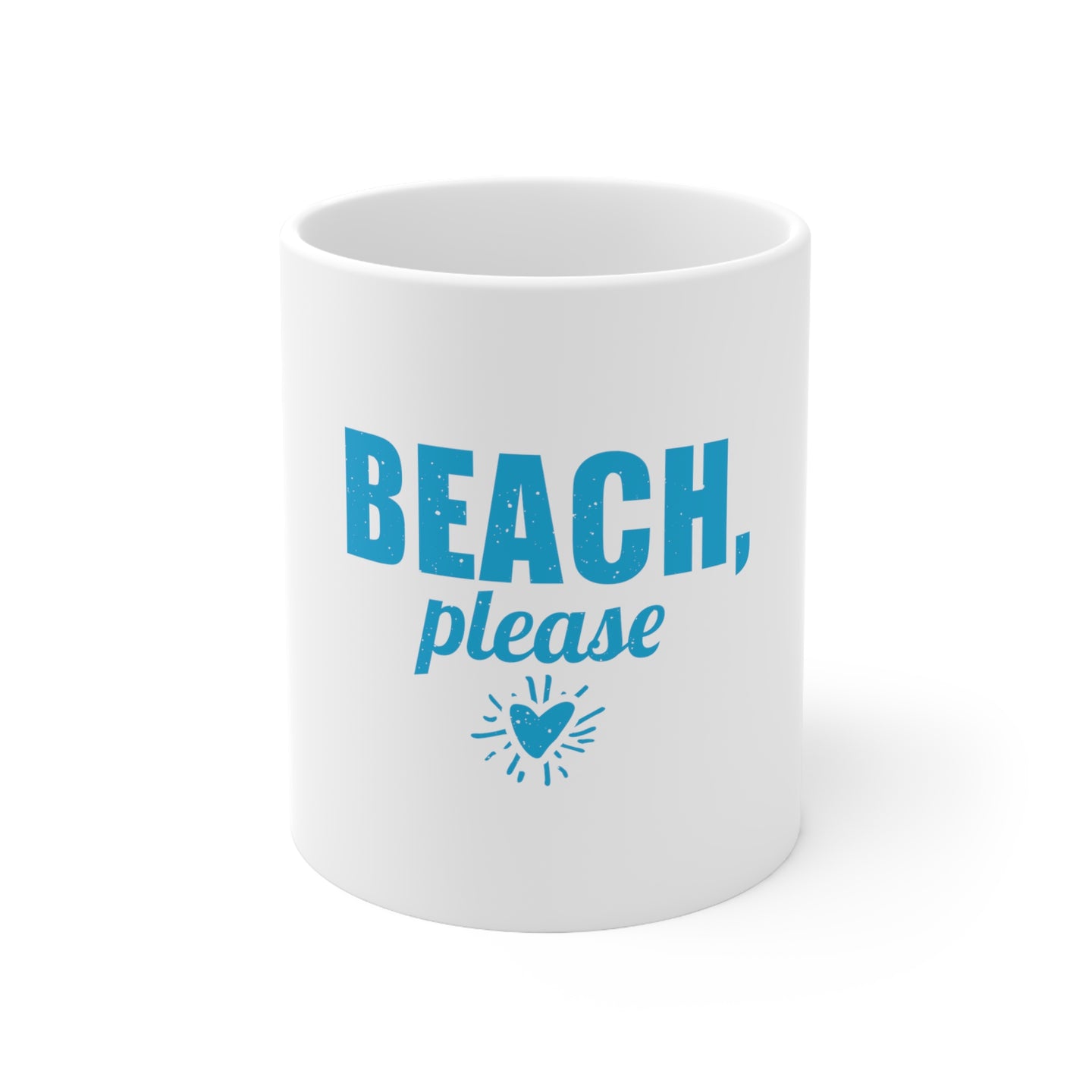 DistinctInk Glossy White Coffee / Tea Mug - Beach, Please