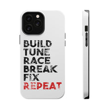 DistinctInk ToughCase for Apple iPhone, Compatible with MagSafe Charging - Build Tune Race Break Fix Repeat