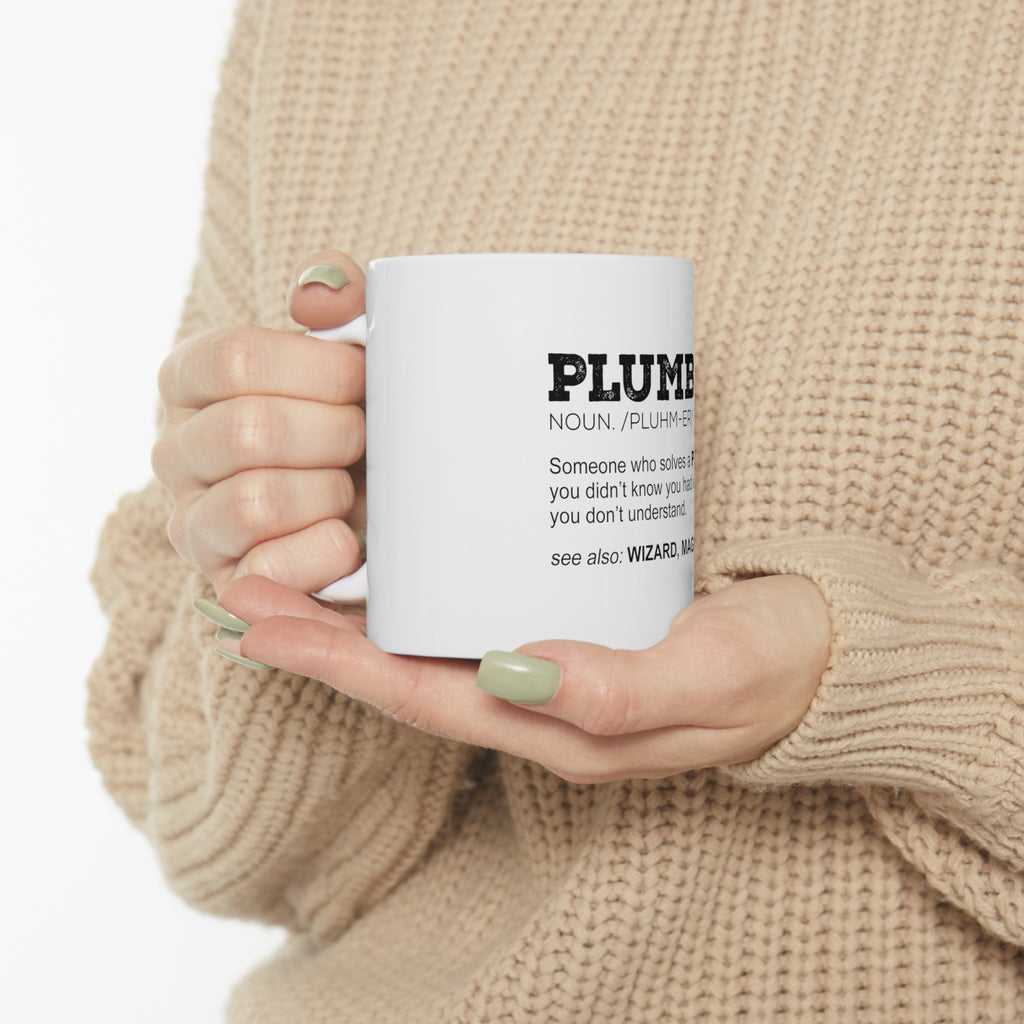 Glossy White Coffee / Tea Mug - Plumber Definition - Solves A Problem, view 10