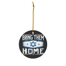 DistinctInk Hanging Ceramic Christmas Tree Ornament Charm with Gold String - Great Gift/Present - 2 3/4 inch Diameter - Bold Unity - Bring Them Home