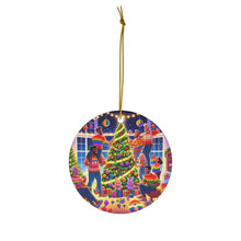 DistinctInk Hanging Ceramic Christmas Tree Ornament Charm with Gold String - Great Gift/Present - 2 3/4 inch Diameter - Prideful Christmas Celebration