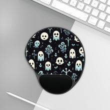 DistinctInk Mouse Pad with Wrist Rest  with Ghastly Skeletal Shadows Design for Halloween