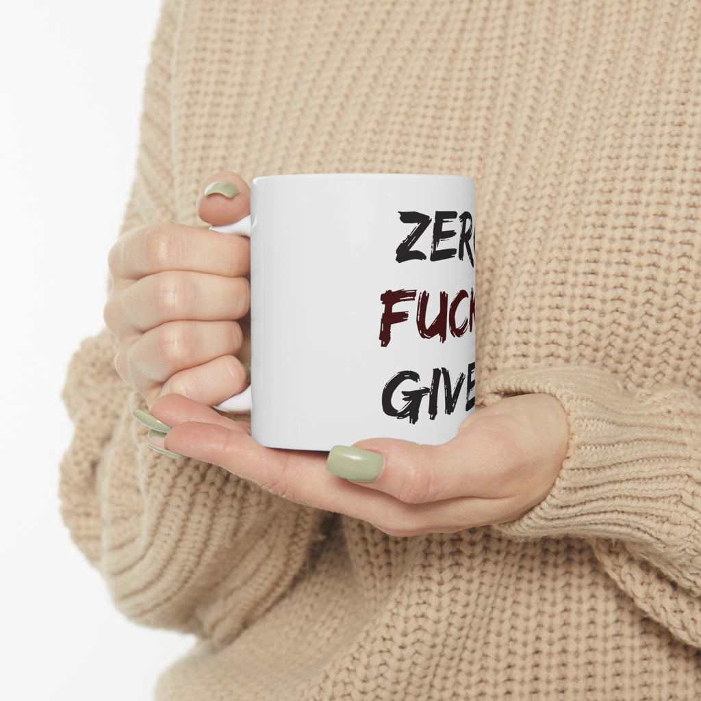 Glossy White Coffee / Tea Mug - Zero F's Given, view 10