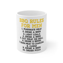 DistinctInk Glossy White Coffee / Tea Mug - BBQ Rules for Men