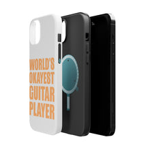 DistinctInk ToughCase for Apple iPhone, Compatible with MagSafe Charging - World's Okayest Guitar Player
