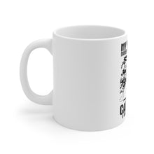 DistinctInk Glossy White Coffee / Tea Mug - Two Seasons - Camping, Waiting for Camping