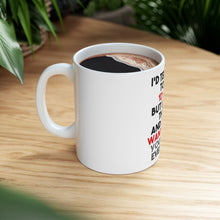 DistinctInk Glossy White Coffee / Tea Mug - I'd Tell You To Go To Hell But I Work There