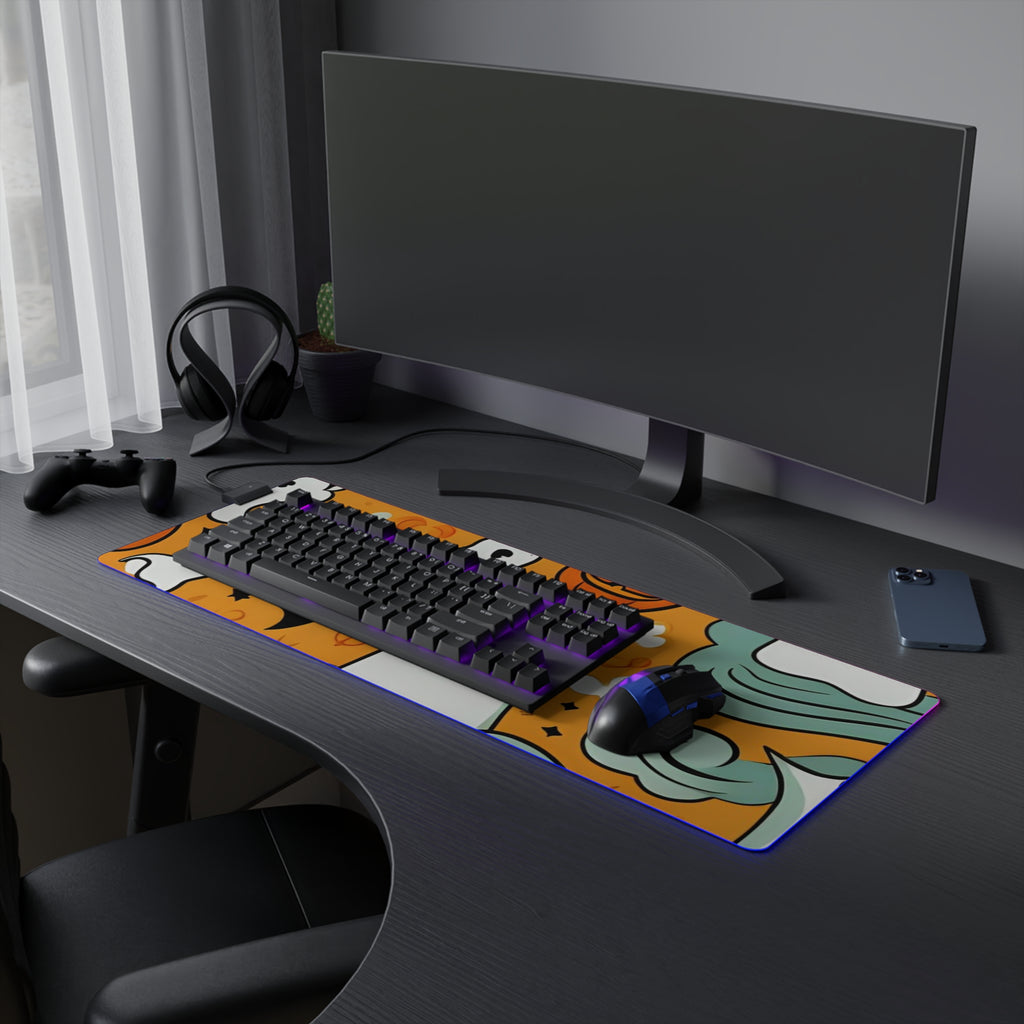 LED Gaming Mouse Pad with Flying Pumpkin Bats Design for Halloween, view 21