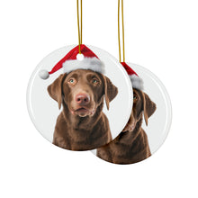 DistinctInk Hanging Ceramic Christmas Tree Ornament with Gold String - Great Gift/Present - 2 3/4 inch Diameter - Chesapeake Bay Retriever Design